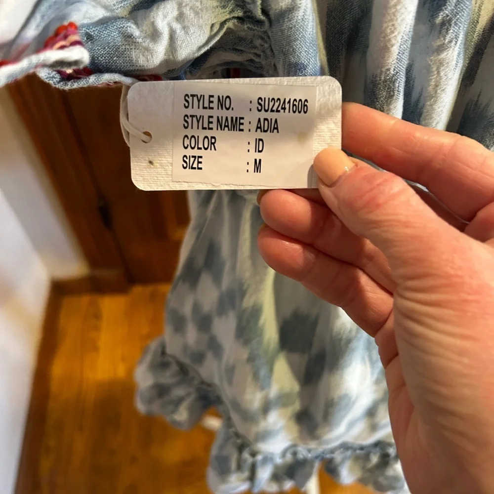 Anthropologie Saylor Blue Boho 100% Cotton Mini Dress NWT - Picture 11 of 15